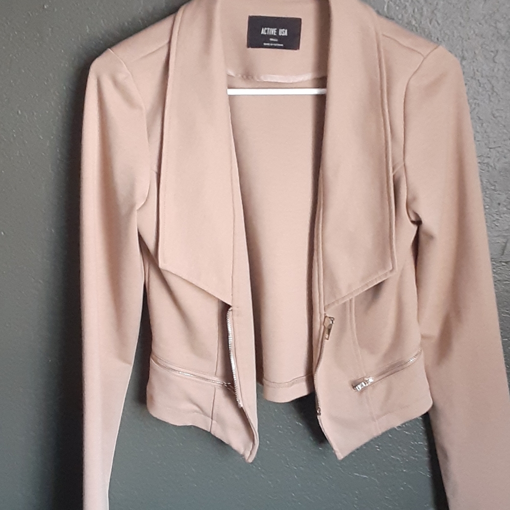 Tan zipper blazer